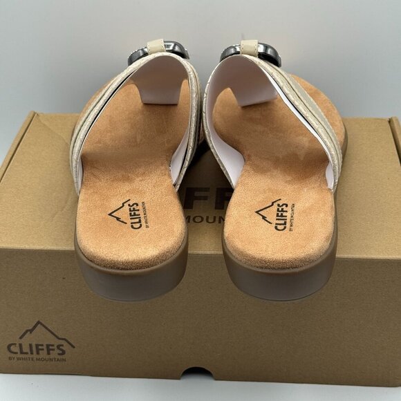 Cliffs White Mountain Womens Benedict Beige Slip-On Thong Sandals Textured 11 - Picture 4 of 9